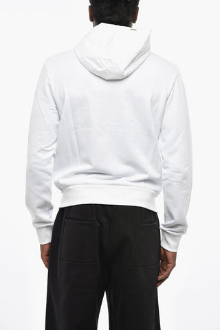 Sweatshirt mit durchgehendem Reißverschluss aus aufgerauter Baumwolle mit Kapuze aus Nylon