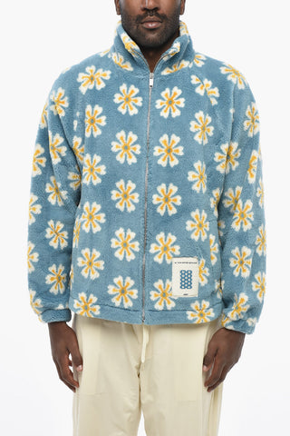Floral-Pattern Fleece Jacket with Two Pockets
