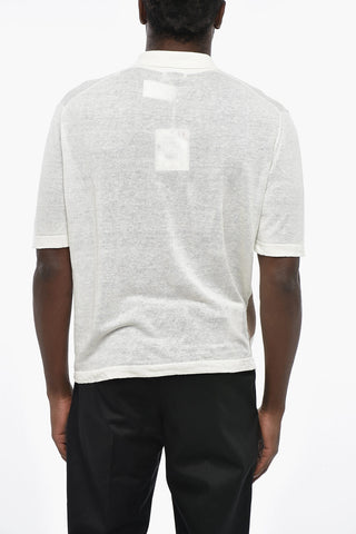 Linen-Blend Polo with Argyle Pattern