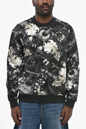 JEANS COUTURE Felpa Girocollo in Cotone Garzato a Fantasia
