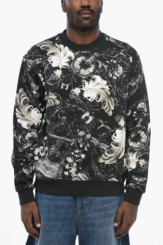 JEANS COUTURE Patterned Brushed-Cotton Crewneck Sweatshirt