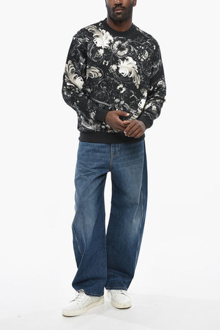 JEANS COUTURE Patterned Brushed-Cotton Crewneck Sweatshirt