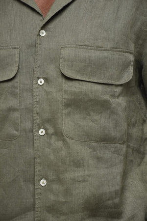 Linen Shirt With Double Chest Pocket