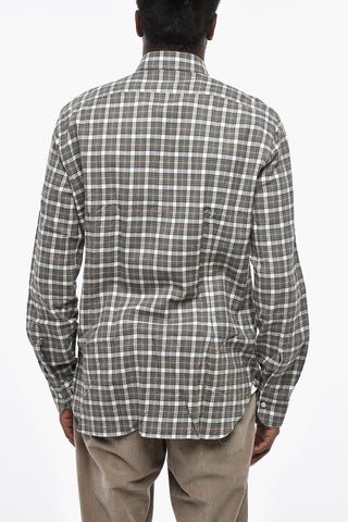 DANDYLIFE Baumwollflanell-Hemd Mit Karo-Motiv Und Druckknöpfen