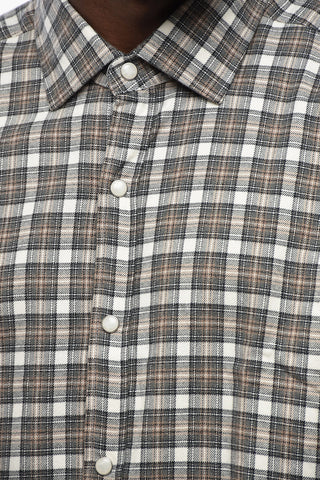 DANDYLIFE Baumwollflanell-Hemd Mit Karo-Motiv Und Druckknöpfen