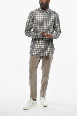 DANDYLIFE Baumwollflanell-Hemd Mit Karo-Motiv Und Druckknöpfen