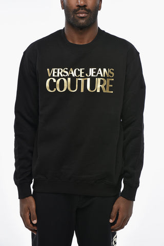 Regular-Fit Crewneck Sweatshirt With Embossed Gold-Effect Logo