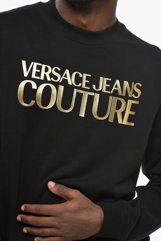 Regular-Fit Crewneck Sweatshirt With Embossed Gold-Effect Logo