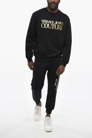 Regular-Fit Crewneck Sweatshirt With Embossed Gold-Effect Logo
