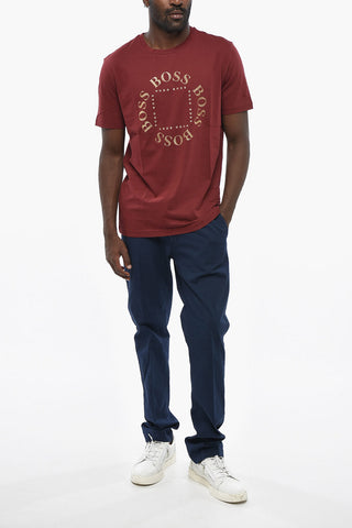 BOSS T-shirt Girocollo con Maxi Logo Frontale