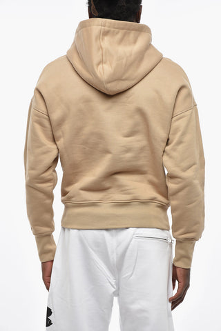 Felpa Hoodie in Cotone Garzato con Logo Ricamato