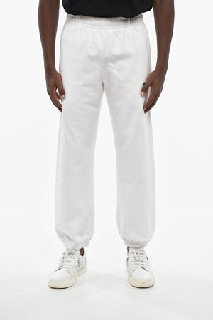 Brushed Cotton Joggers With Embroidered Logo