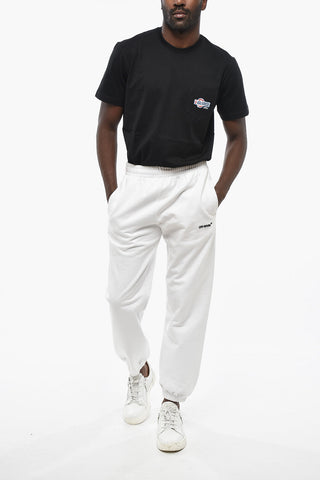 Brushed Cotton Joggers With Embroidered Logo