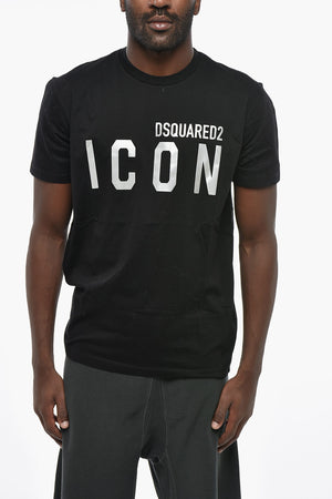 ICON T-Shirt Girocollo COOL FIT in Tinta Unita con Logo Stampato