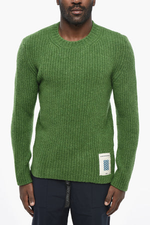 Crewneck Virgin-Wool-Blend Sweater with Logo Patch