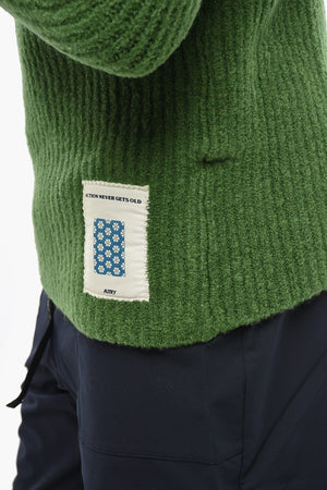 Crewneck Virgin-Wool-Blend Sweater with Logo Patch