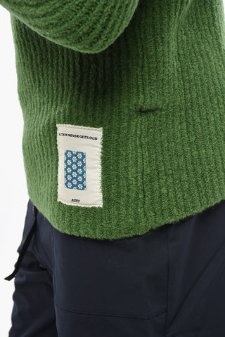 Crewneck Virgin-Wool-Blend Sweater with Logo Patch