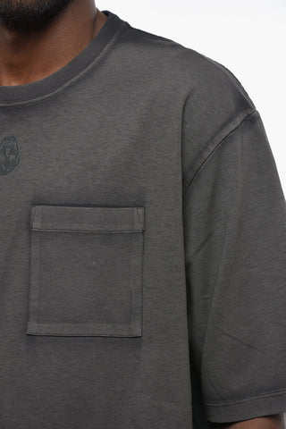 T-Shirt Girocollo Effetto Sfumato con Taschino