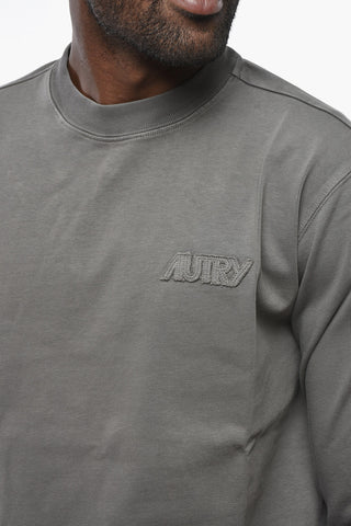Felpa Girocolloo in Cotone Leggero con Logo Tono su Tono