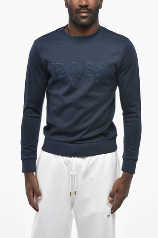 BOSS 가벼운 코튼 라운드넥 스웨트셔츠 톤온톤 로고