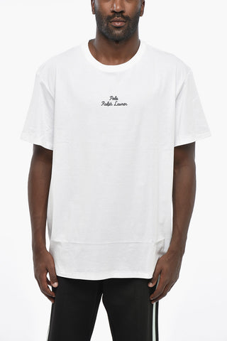 Baumwoll-Rundhals-T-Shirt mit Kontrast-Stickerei