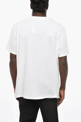Baumwoll-Rundhals-T-Shirt mit Kontrast-Stickerei