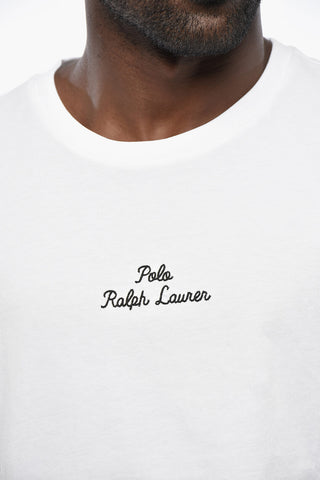 Baumwoll-Rundhals-T-Shirt mit Kontrast-Stickerei