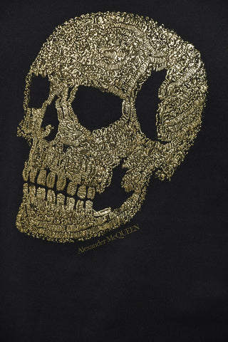 T-Shirt Girocollo GOLD SKULL in Jersey di Cotone con Stampa Grafica