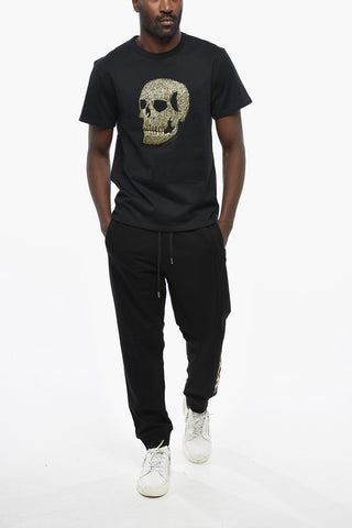 T-Shirt Girocollo GOLD SKULL in Jersey di Cotone con Stampa Grafica