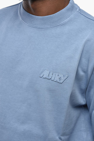 T-Shirt Girocollo a Maniche Lunghe con Logo in Rilievo