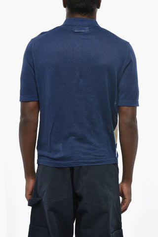 Linen-Blend Polo with Argyle Pattern