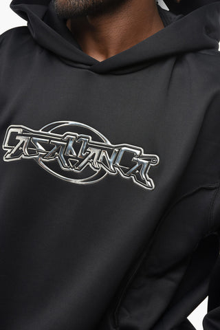 Nylon-Hoodie mit Relief-Logo