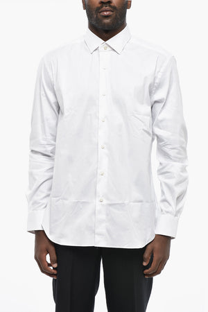 Cotton-Blend Solid Shirt with French Collar