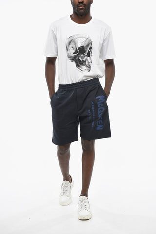 Shorts in Felpa con Elastico in Vita e Logo Stampato