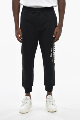 Solid Brushed Cotton Joggers with Contrast Logo