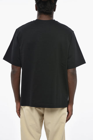 T-shirt Girocollo in Cotone Oversized con Logo in Rilievo