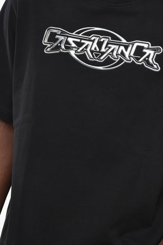 T-shirt Girocollo in Cotone Oversized con Logo in Rilievo