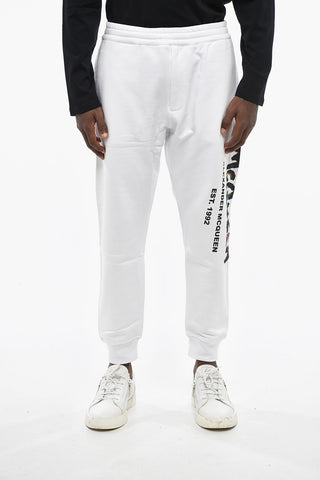 Solid Brushed Cotton Joggers with Contrast Logo