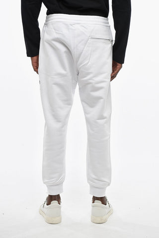 Solid Brushed Cotton Joggers with Contrast Logo