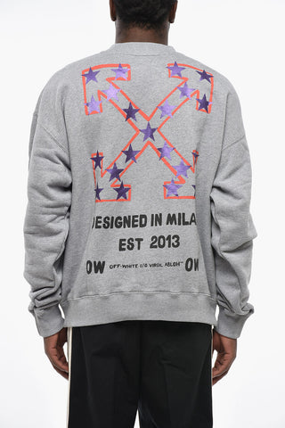 Brushed Cotton Crewneck Sweatshirt STAR ARROW Skate Fit