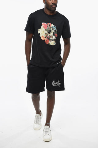 라운드넥 티셔츠 FLORAL SKULL 프린트