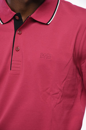 BOSS Polo a 3 Bottoni in Piquet di Cotone a Maniche Lunghe