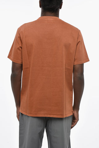 T-Shirt Girocollo in Tinta Unita con Logo in Rilievo