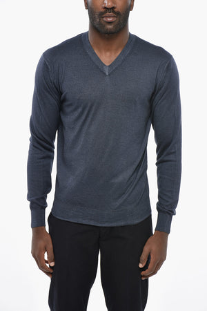Maglia in Cashmere e Seta con Scollo a V