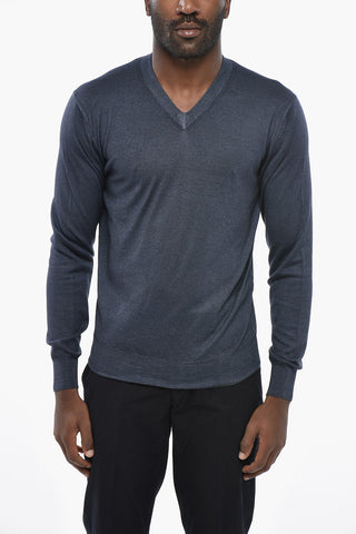 Maglia in Cashmere e Seta con Scollo a V