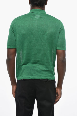 Linen-Blend Polo with Argyle Pattern