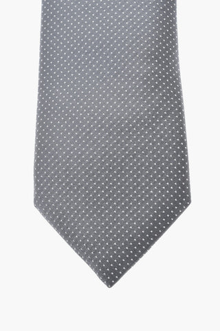 Silk And Micro-Polka-Dot Tie, Cufflinks And Pocket Square Set