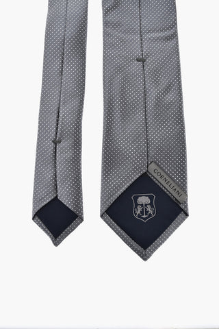 Silk And Micro-Polka-Dot Tie, Cufflinks And Pocket Square Set