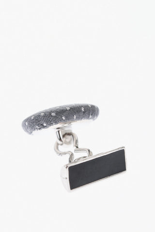 Silk And Micro-Polka-Dot Tie, Cufflinks And Pocket Square Set