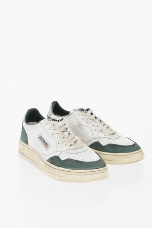 Low-Top SUPER VINTAGE Leather Sneakers With Suede Details